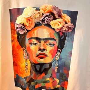 Frida Kahlo tshirt with 3D Floral Accents
